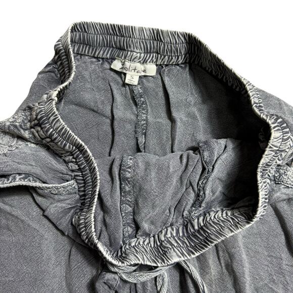 Solitaire Pants Gray Elastic Waist Womens Size Small Boho Baggy Cuffed Hippie - Picture 4 of 5
